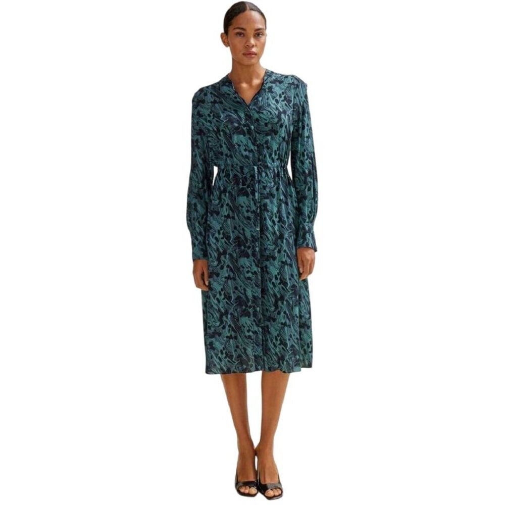 Boss Womens/Ladies Dalati Abstract Collared Midi Shirt Dress / Green